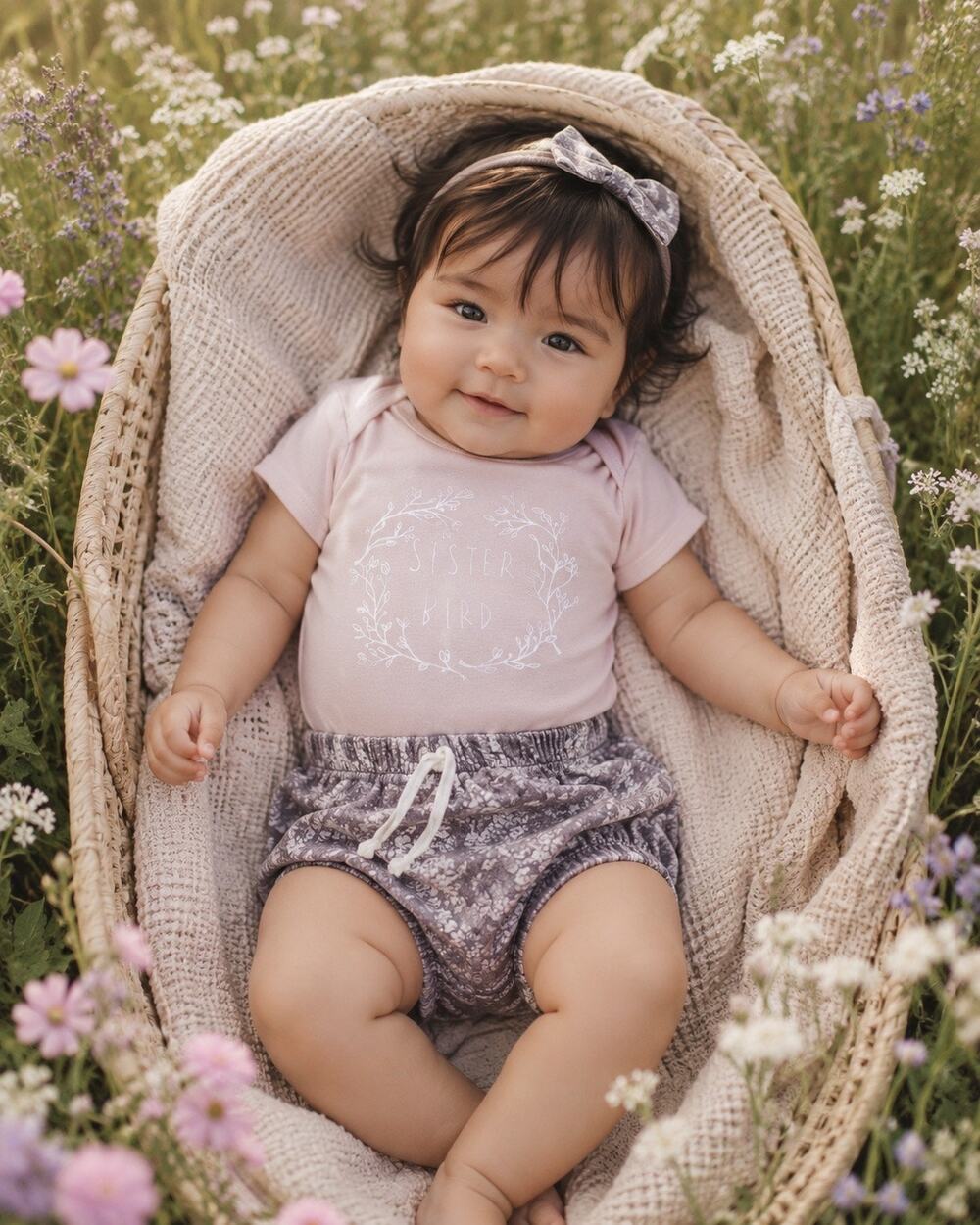 Jamie Kay Floral Bloomers & Sister Bird Blush Onesie 6-12mths